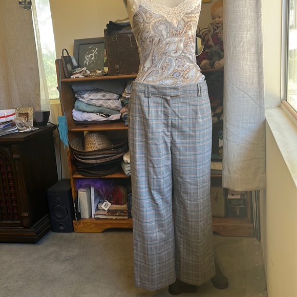 Chelsea28 Pants - Chelsea 28 Preppy high waisted cropped wide leg plaid pants
